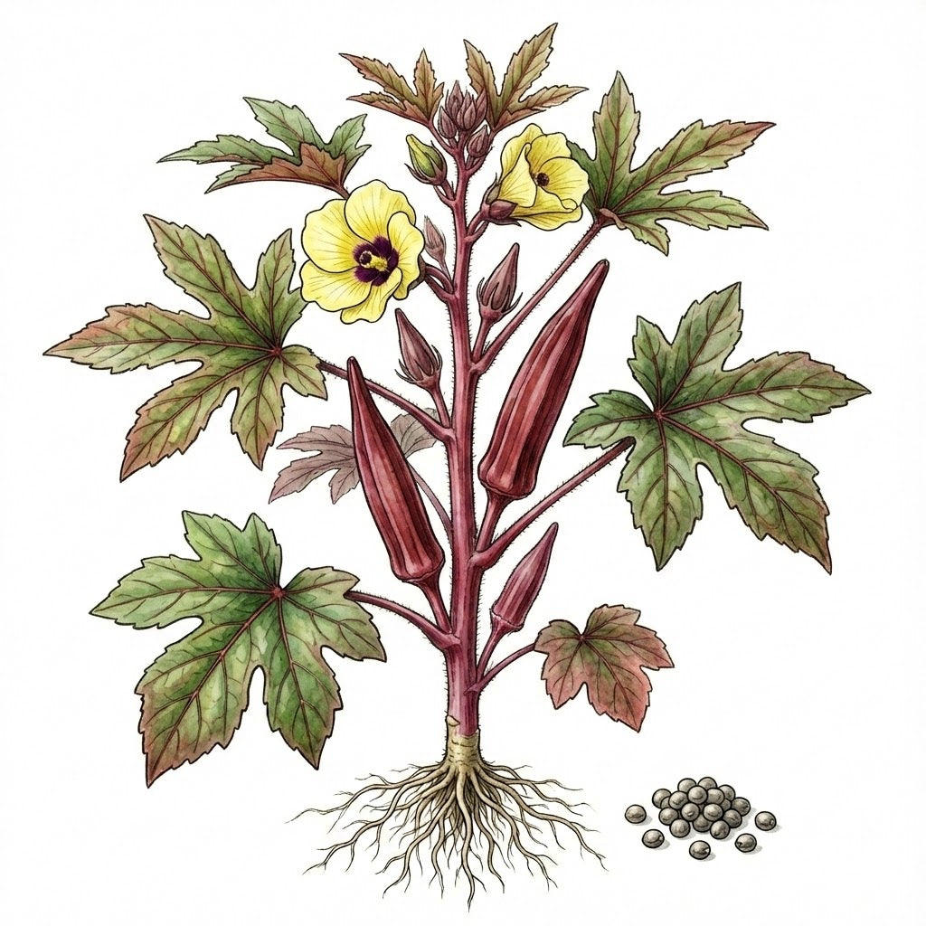 OKRA Seeds, Red Burgundy
